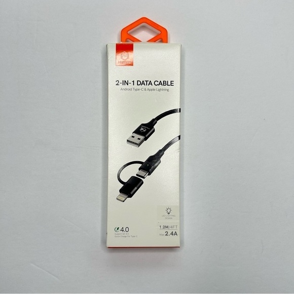 NWOT Mcdodo 2-in-1 Quick Charge Data Cable Android Type C & Apple Lighting 4FT - Picture 1 of 4